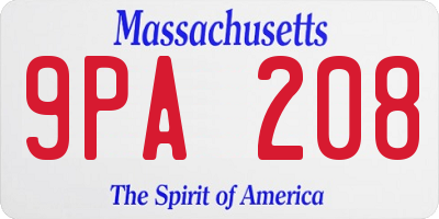 MA license plate 9PA208