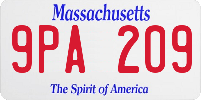 MA license plate 9PA209