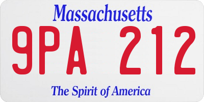 MA license plate 9PA212