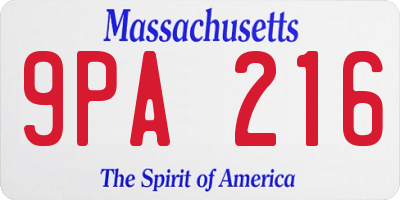 MA license plate 9PA216