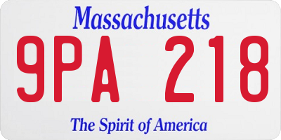 MA license plate 9PA218