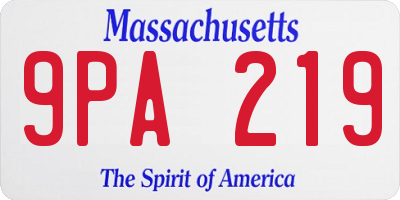 MA license plate 9PA219