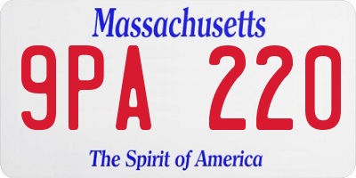 MA license plate 9PA220
