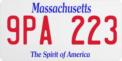 MA license plate 9PA223