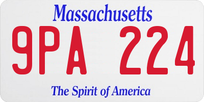 MA license plate 9PA224