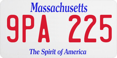 MA license plate 9PA225