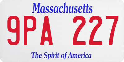 MA license plate 9PA227
