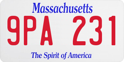 MA license plate 9PA231