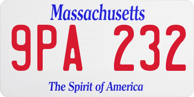 MA license plate 9PA232