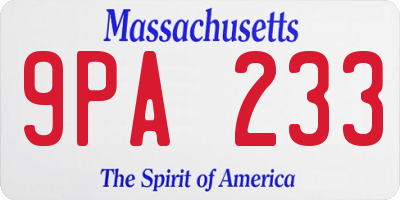 MA license plate 9PA233