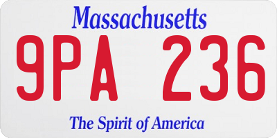 MA license plate 9PA236