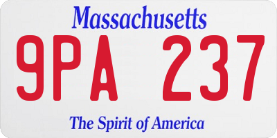 MA license plate 9PA237