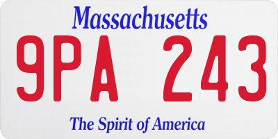 MA license plate 9PA243