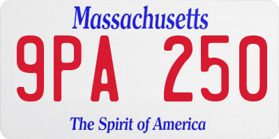 MA license plate 9PA250