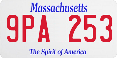 MA license plate 9PA253
