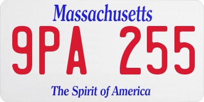 MA license plate 9PA255