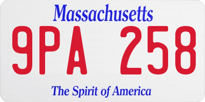 MA license plate 9PA258
