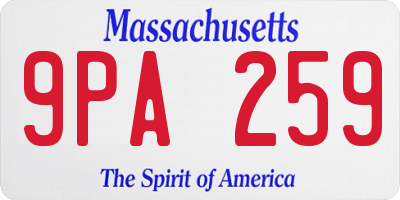 MA license plate 9PA259