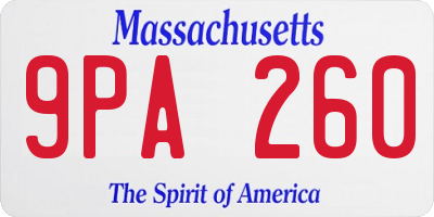 MA license plate 9PA260