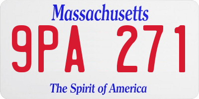 MA license plate 9PA271