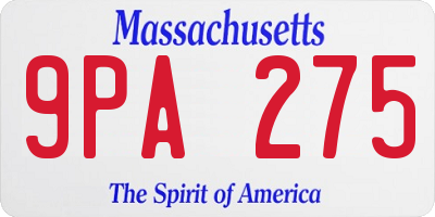 MA license plate 9PA275