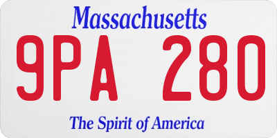 MA license plate 9PA280