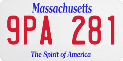 MA license plate 9PA281