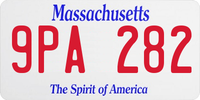 MA license plate 9PA282