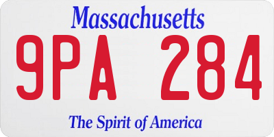 MA license plate 9PA284