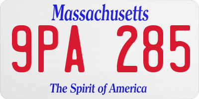 MA license plate 9PA285