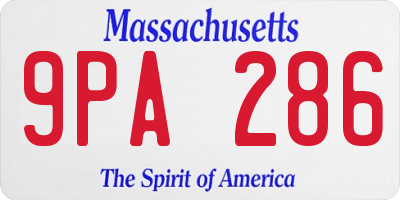 MA license plate 9PA286