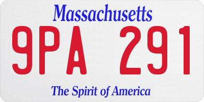 MA license plate 9PA291