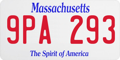 MA license plate 9PA293