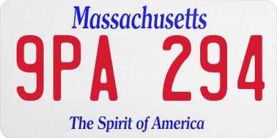 MA license plate 9PA294