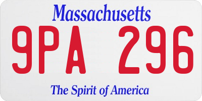 MA license plate 9PA296