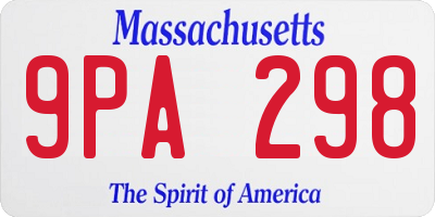 MA license plate 9PA298