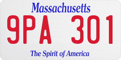 MA license plate 9PA301
