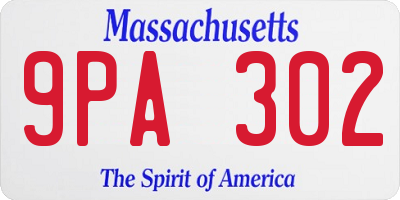 MA license plate 9PA302