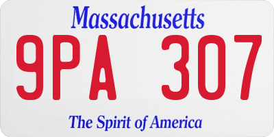 MA license plate 9PA307