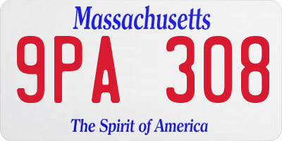 MA license plate 9PA308