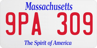 MA license plate 9PA309