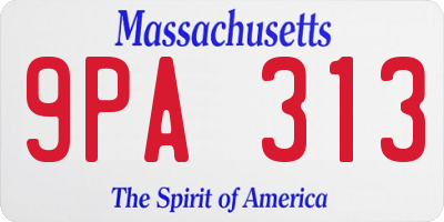 MA license plate 9PA313