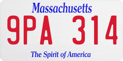 MA license plate 9PA314