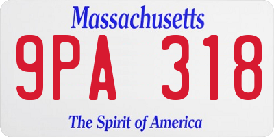 MA license plate 9PA318