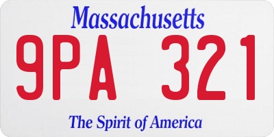 MA license plate 9PA321