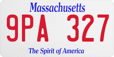 MA license plate 9PA327