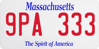 MA license plate 9PA333