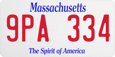 MA license plate 9PA334