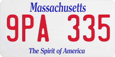 MA license plate 9PA335