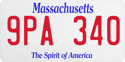 MA license plate 9PA340